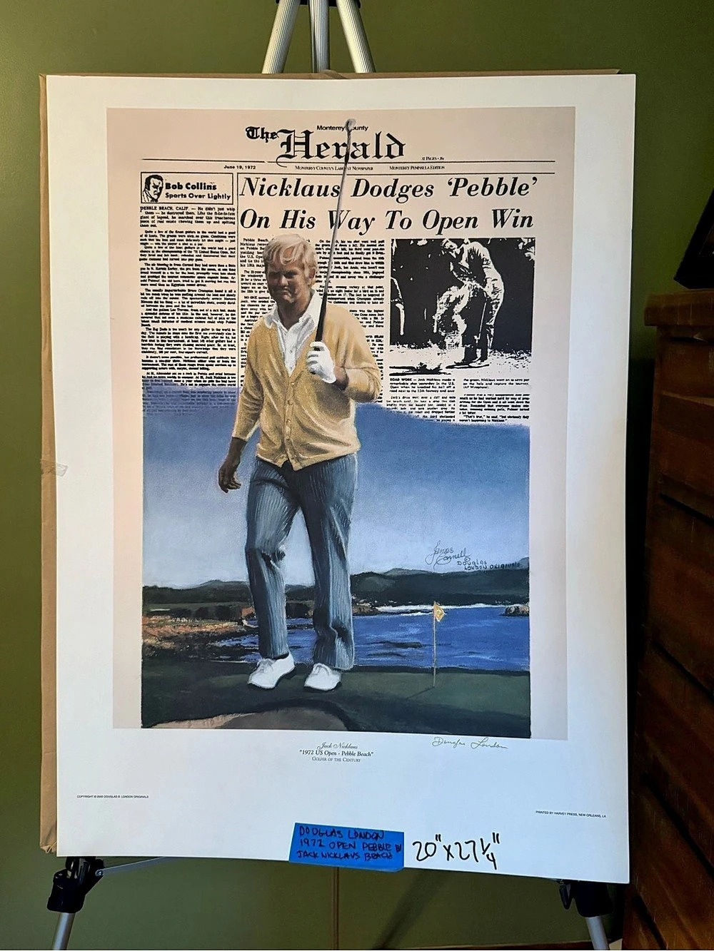Douglas London Jack Nicklaus “1972 US Open - Pebble Beach” Golf Print Blue &